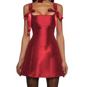 Dolls Kill Strapless Red Satin Dress